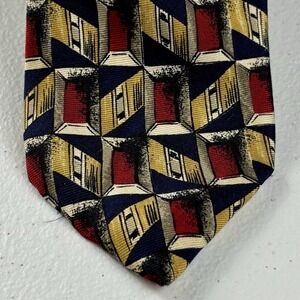 Rooster West End‎ Collection Novelty Necktie Blue Yellow Abstract 54" Short